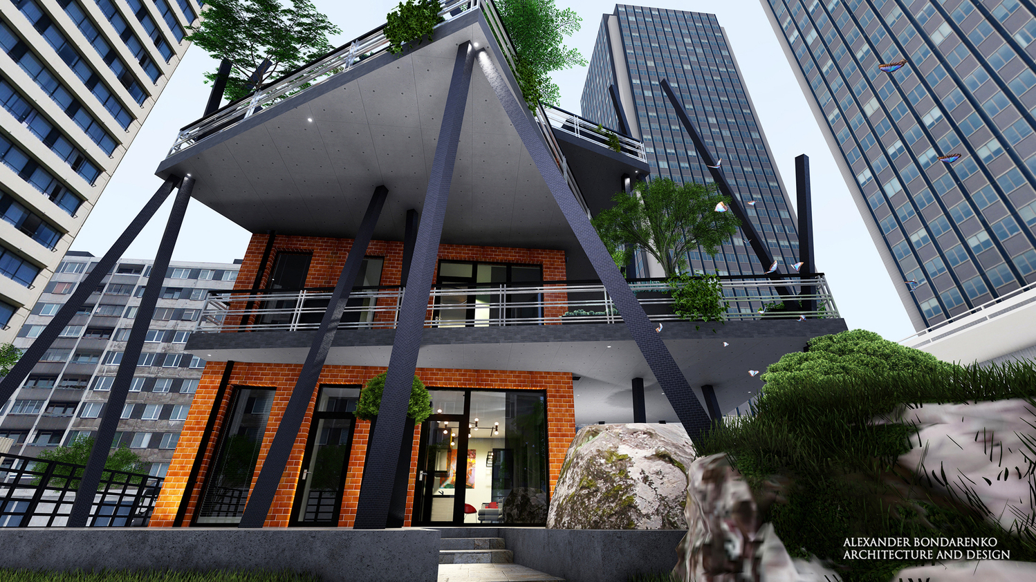 HASI-HOUSE Дом-сад отделка фасада плиткой HASI-HOUSE Дом-сад отделка фасада плиткой. фото
